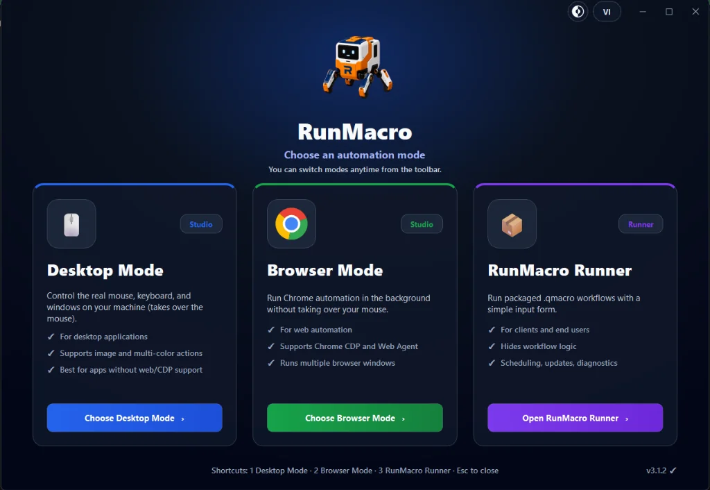 Figure 3: Delegating automation effortlessly: Package complex workflows into standalone RunMacro Runner files for one-click team execution.
