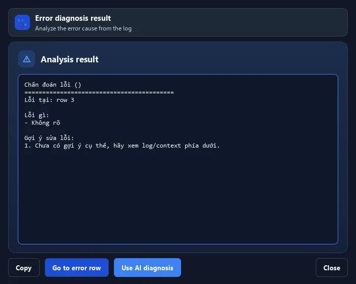 RunMacro Diagnostics & Support Bundle feature configuration interface (Dark Mode)