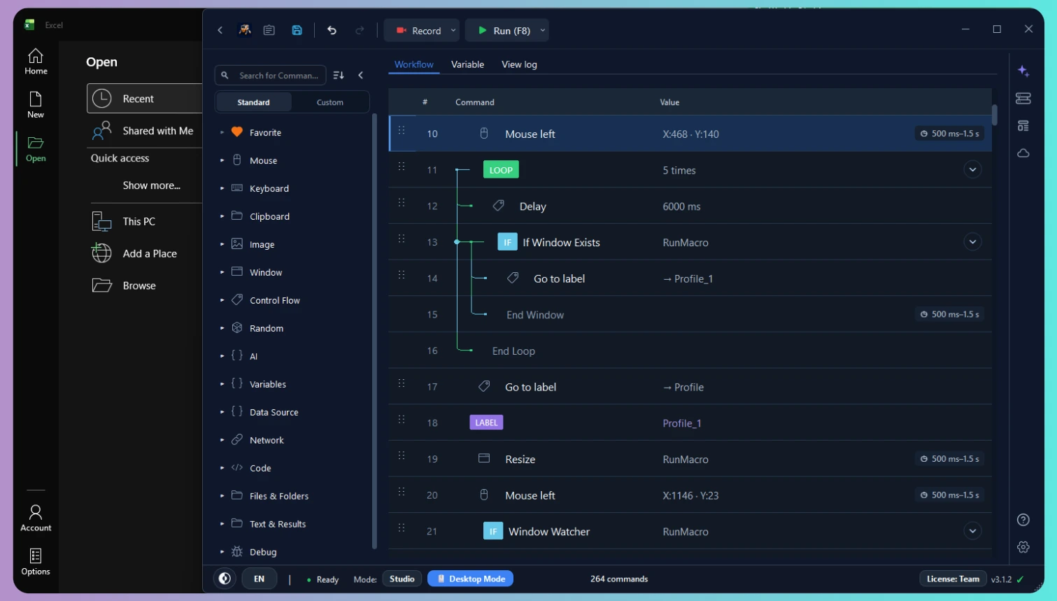 RunMacro Desktop Mode automating Windows desktop application